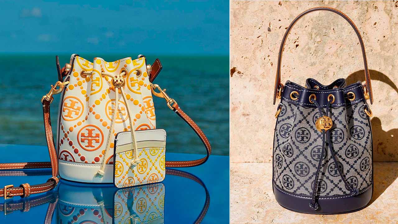 Bolsas Tory Burch com estampa monograma.