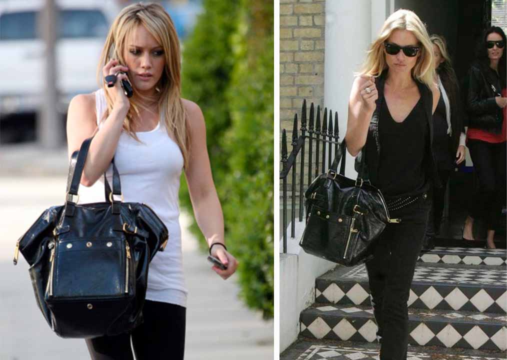 Hillary Duff e Kate Moss usando a Bolsa Saint Laurent Downtown.