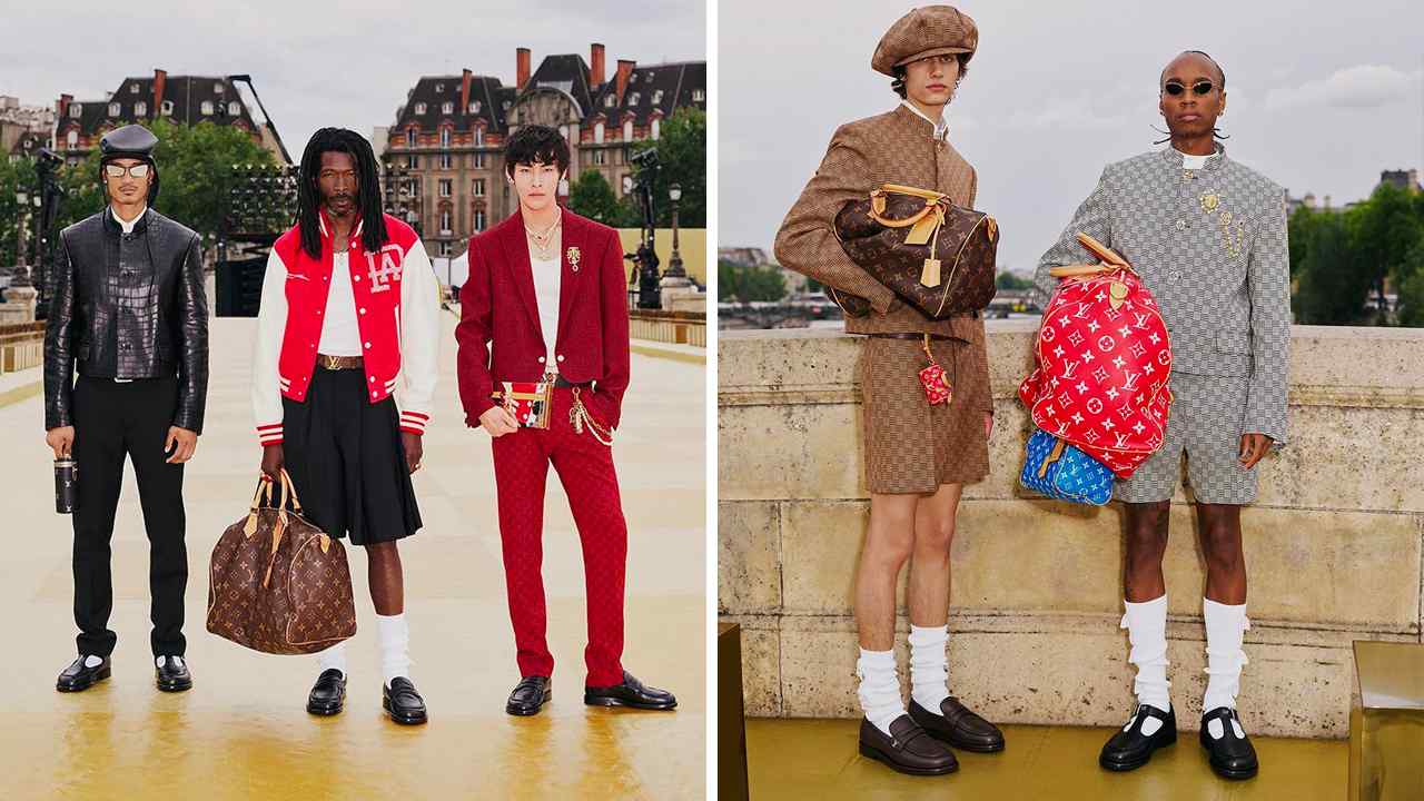 Coleção masculina de Primavera/Verão 2024 da Louis Vuitton desenhada por Phrarell. Clique na imagem e confira mais criações! (Fotos: Reprodução/Instagram @louisvuitton)