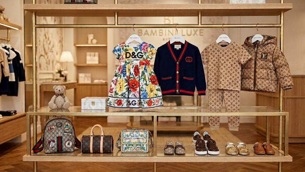Descubra quais marcas de luxo têm linha infantil — Gucci Kids, Burberry Kids e D&G Junior e Louis Vuitton — o que cada uma oferece para bebês e crianças e onde comprar com desconto.