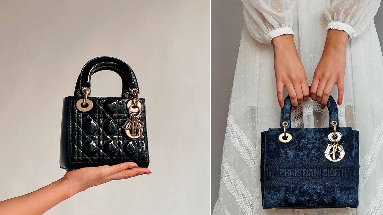 Fotos de Bolsas Lady Dior com verniz e versão denim.