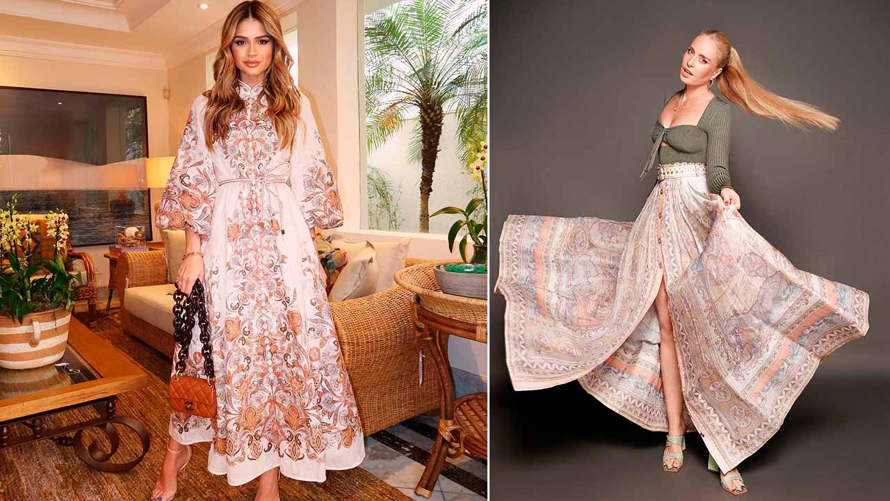Thassia Naves com Vestido Zimmermann e Anfelica com saia Zimmermann.