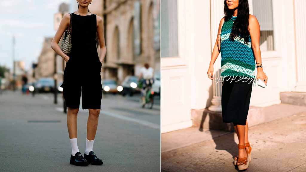 Montagem com dos looks para trabalhar em dias de calor.