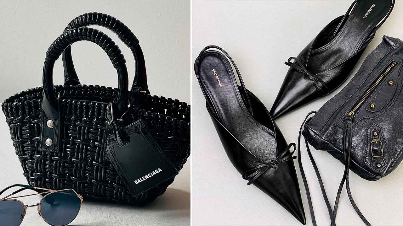 Bolsas e sapato Balenciaga.