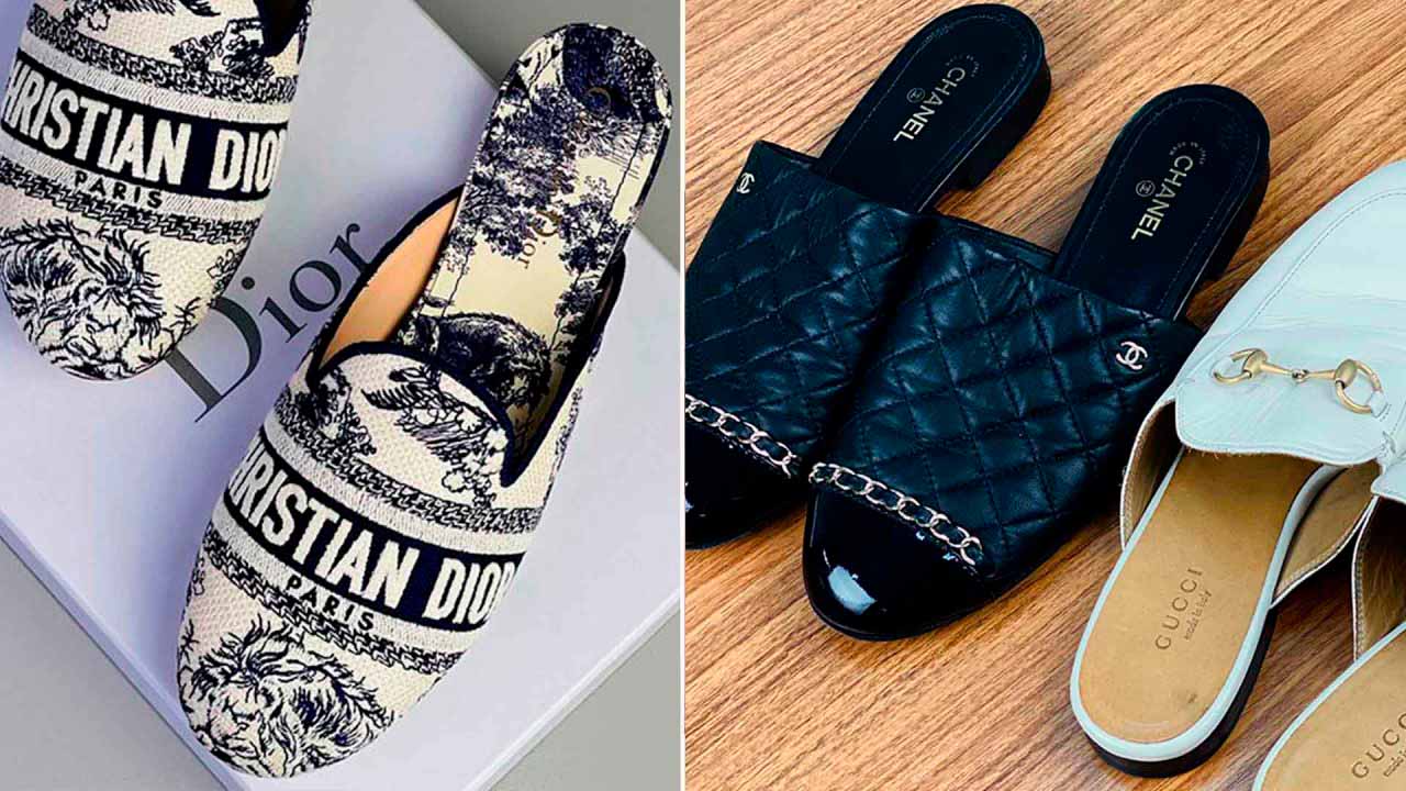 Mules de marcas de luxo.