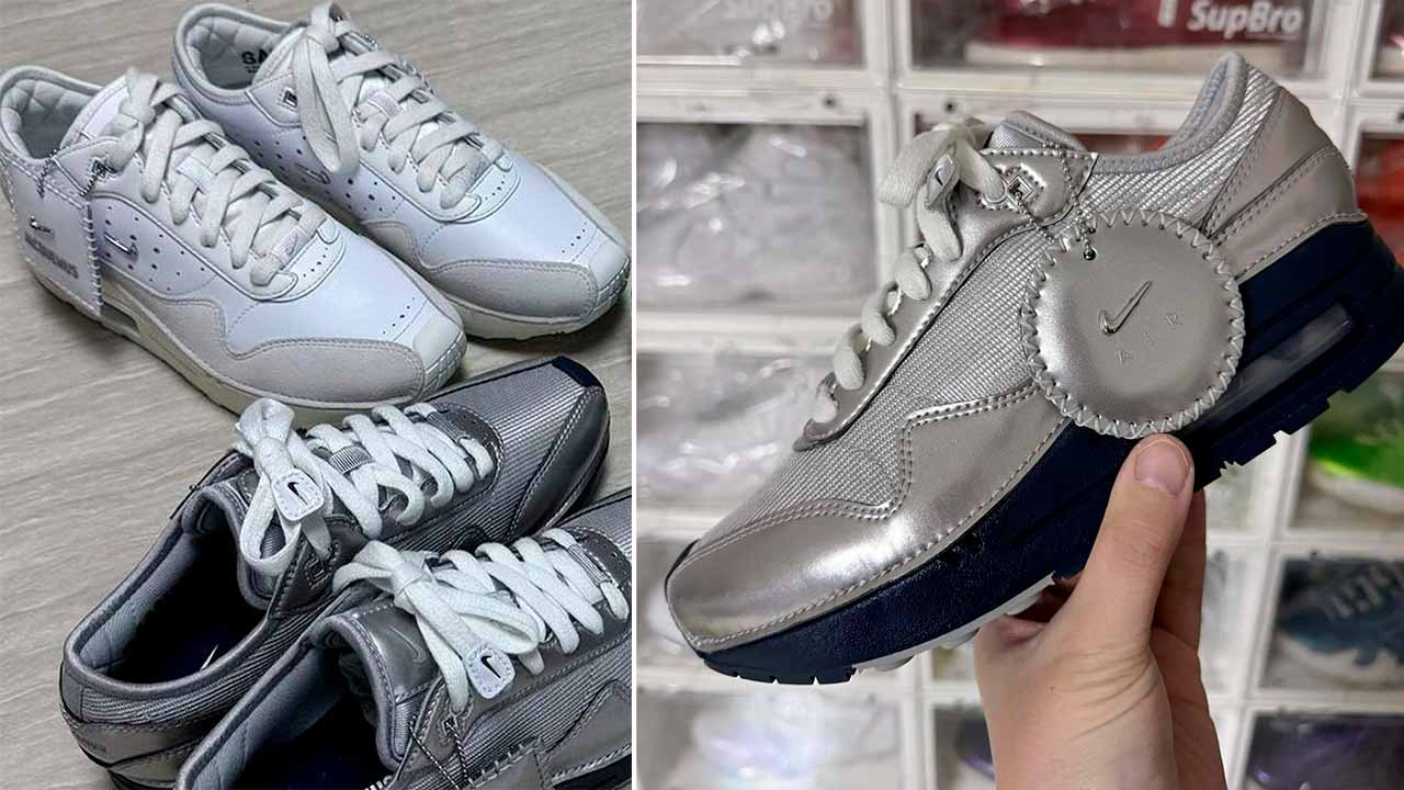 Montagem das primeiras fotos do novo Nike Air Max Jacquemus x Nike.