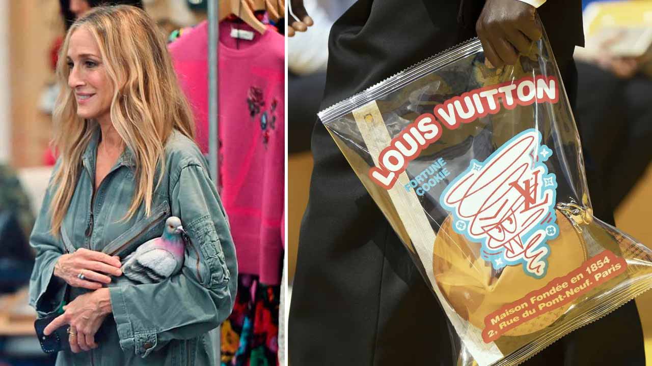 Montagem de bolsas de luxo em formmatos divertidos e inusitados.