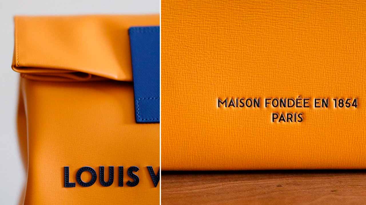 Fotos da bolsa louis vuitton em formato de saco de delivery.