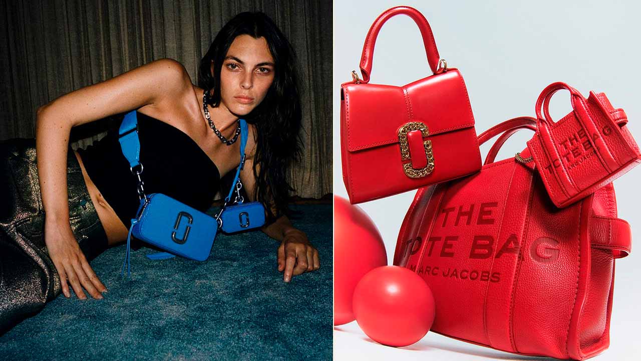 Montagem de fotos de bolsas Marca Jacobs, uma das marcas de luxo americanas na summer sale.