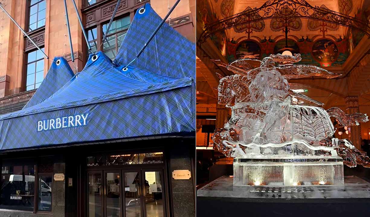 Fotos da loja da Harrods invadida pela Burberry.