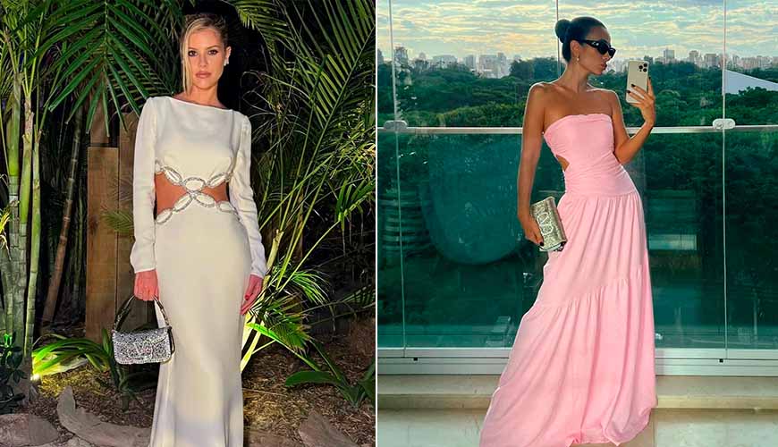 Montagem com duas fotos de mulherers usando o modelo Lòco da Valetino, uma das bolsas que as influencers estão usando muito em 2024.