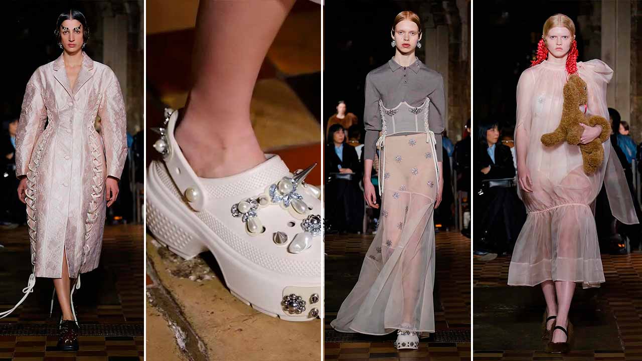 Montagem de fotos do desfile da Simone Rocha na London Fashion Week (LFW 24).