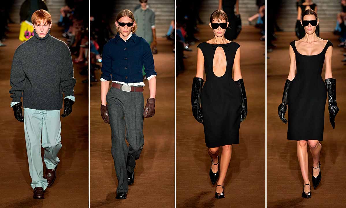 Montagem de fotos do desfile da Miu Miu na PFW 24.