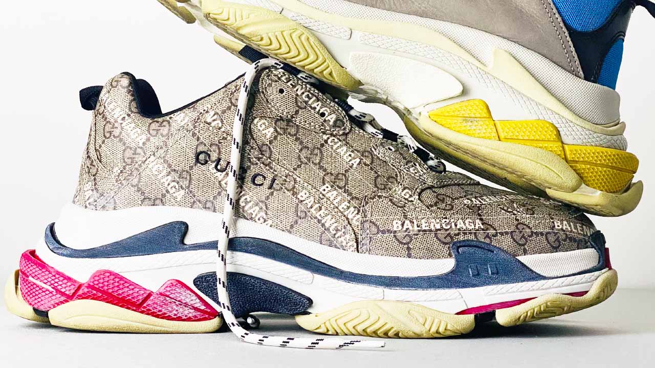 Tênis collab Gucci x Balenciaga. Clique na imagem e confira mais modelos!