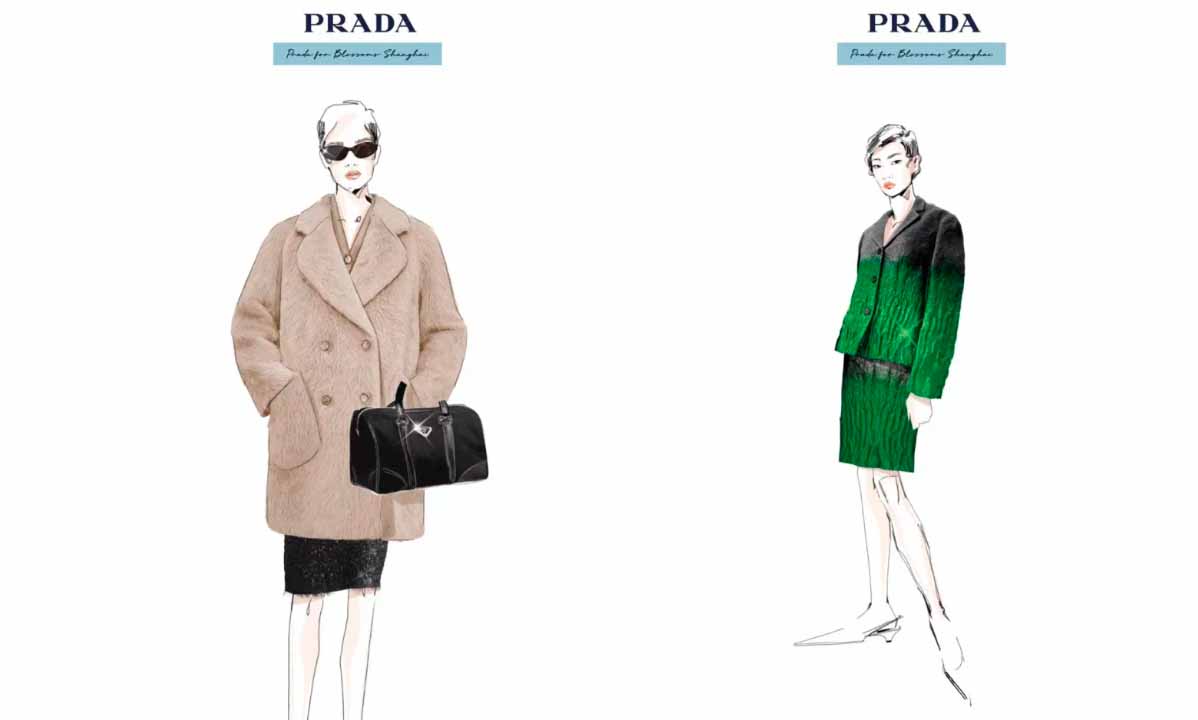 Montagem de croquis da Prada.