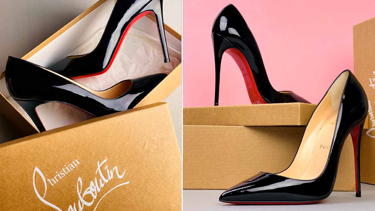 Montagem com dois sapatos de salto alto.