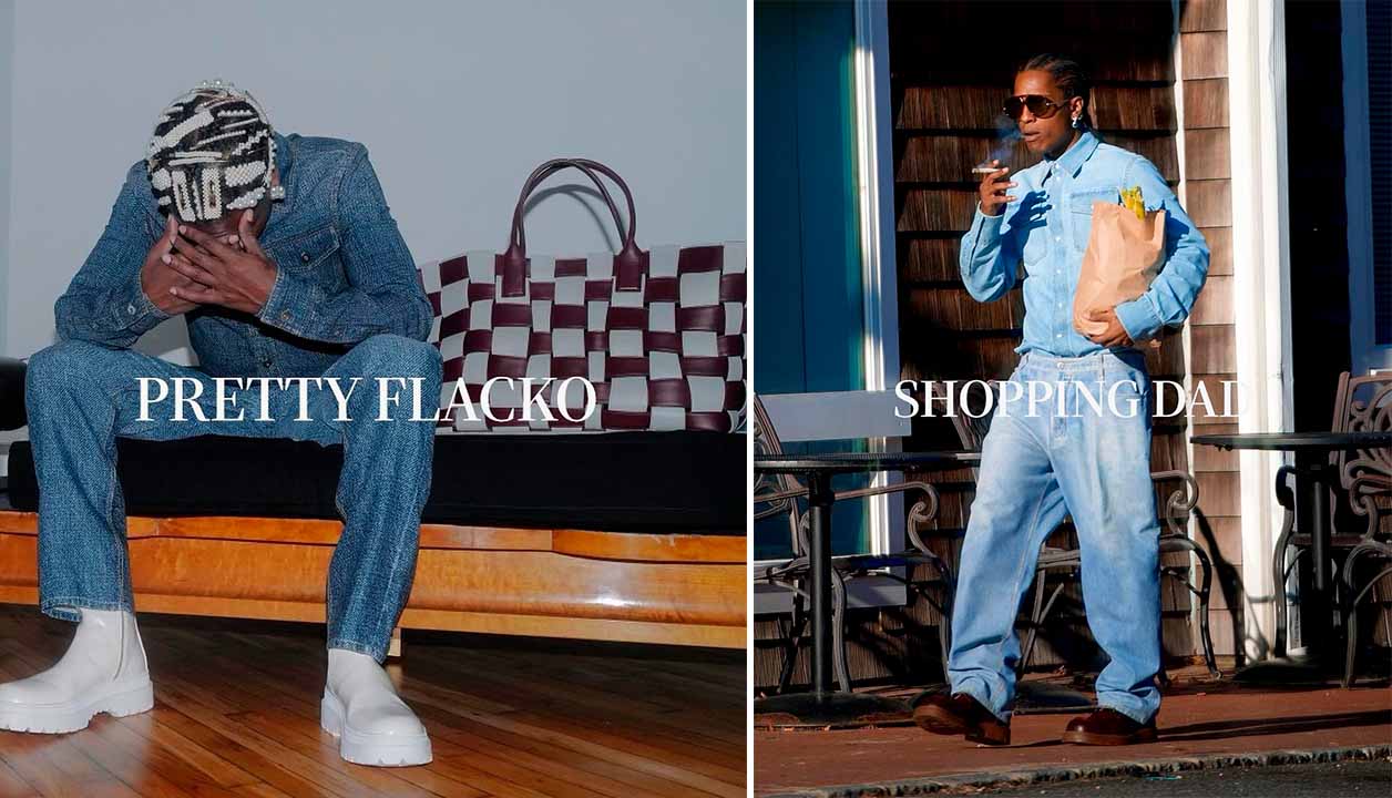 Montagem de fotos de Asap Rokcy um dos embaixadores da Bottega Veneta.
