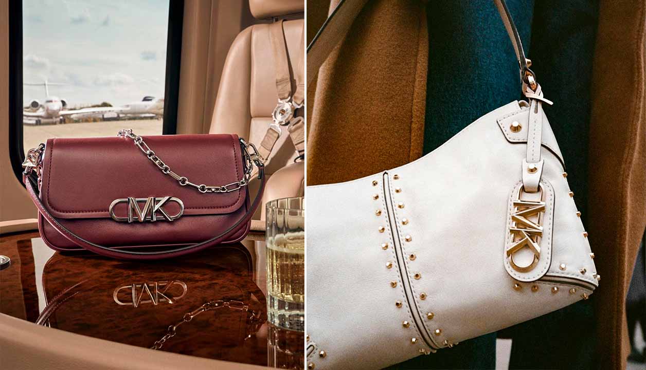 Montagem com duas fotos das bolsas mais caras da Michael Kors no Brasil atualmente.