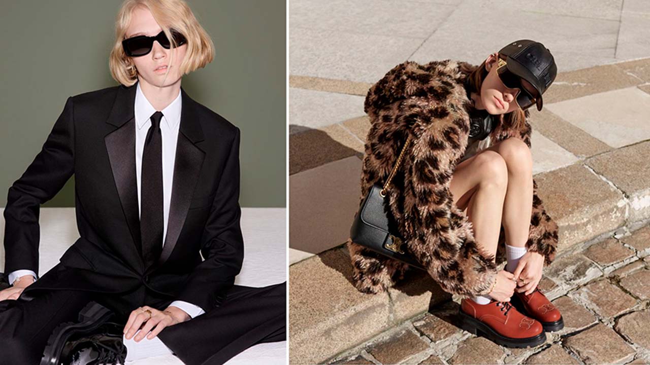 Montagem de fotos de mulheres usando roupas criadas pelo estilista Hedi Slimane que trouxe um novo significado para Celine.