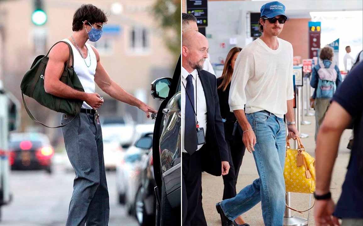 Montagem de looks do ator Jacob Elordi o novo rosto da Bottega Veneta.