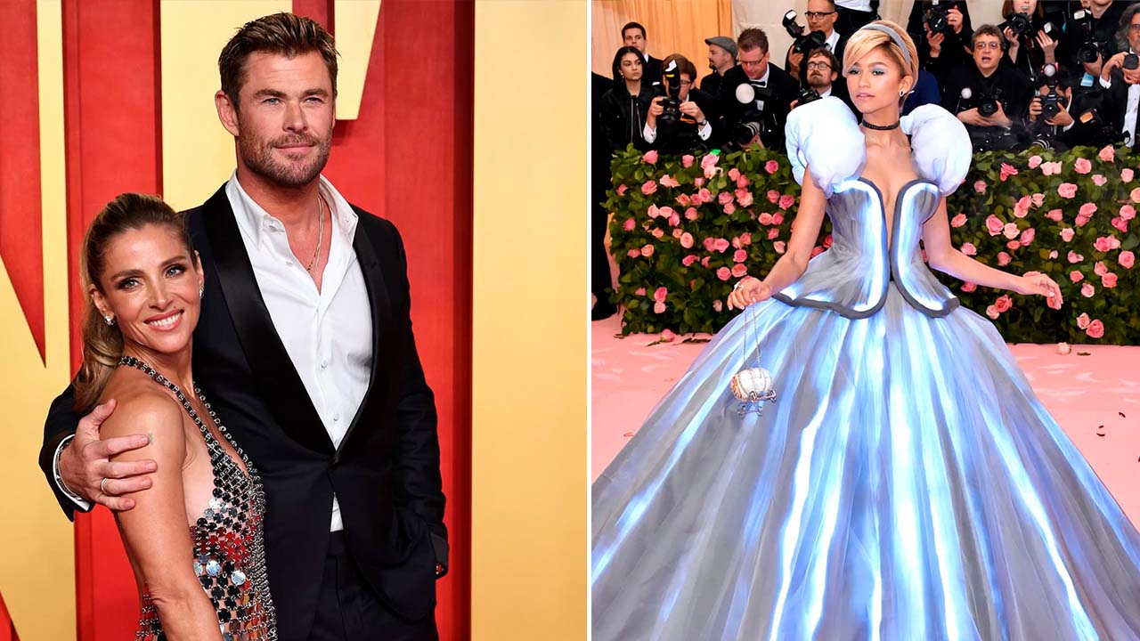 Montagem com duas fotos dos apresentadoes do Met Gala 2024.