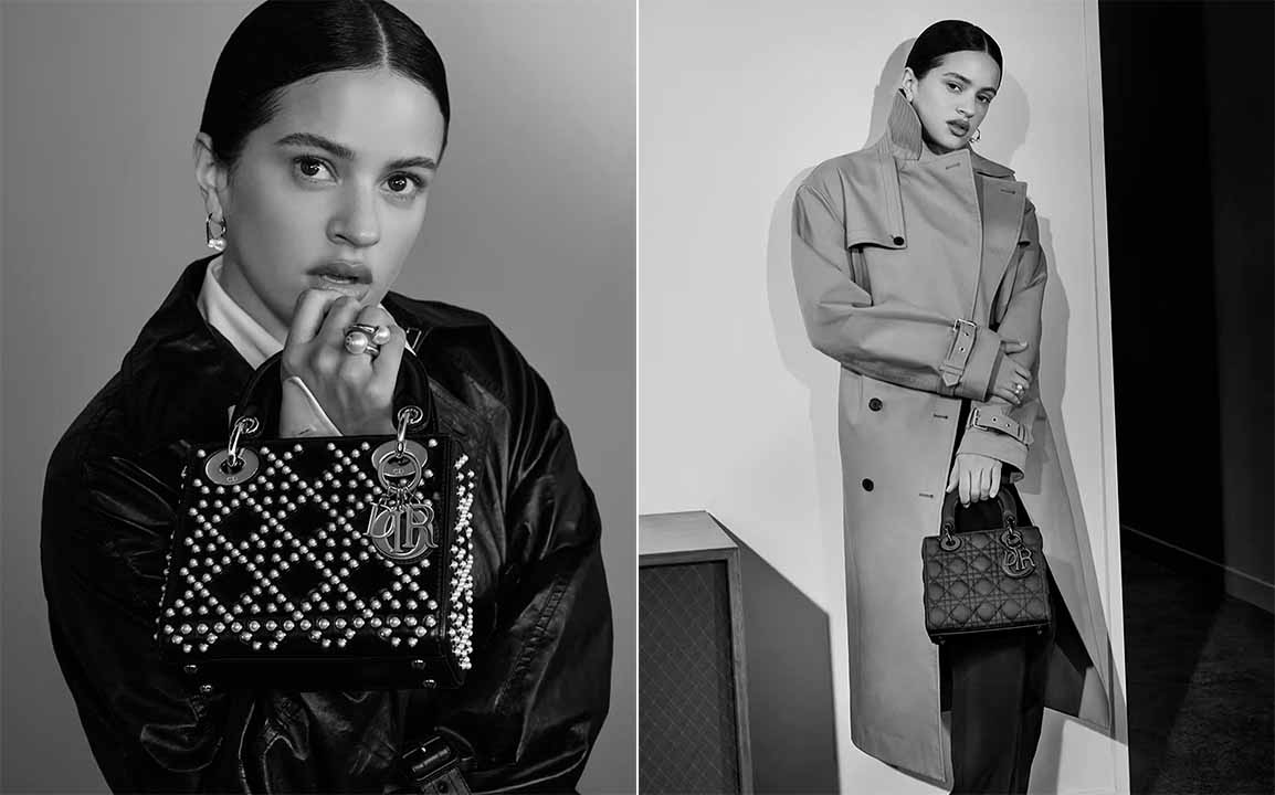 Montagem de fotos de Rosalia a cantora está na lista de embaixadores da Dior.