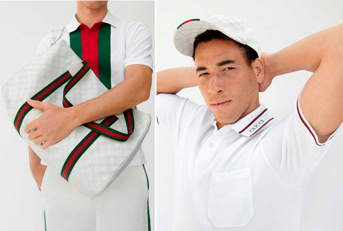 Montagem de fotos da collba Gucci X Tennis.