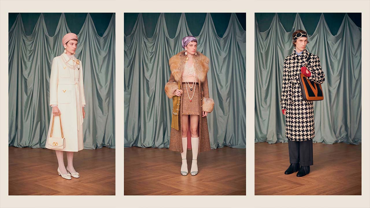 Montagem de fotos da coleção resort 2025 da Valentino.