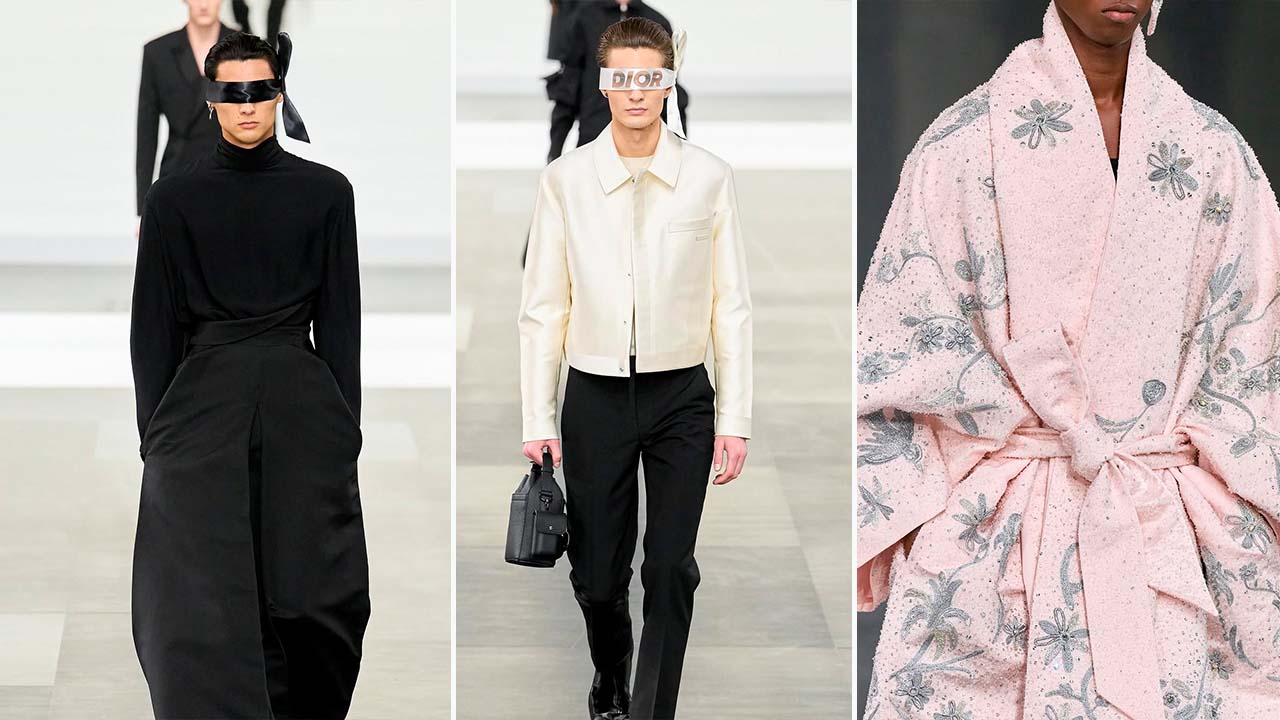 Montagem de fotos do Desfile Masculino Dior Inverno 2025/2026.  