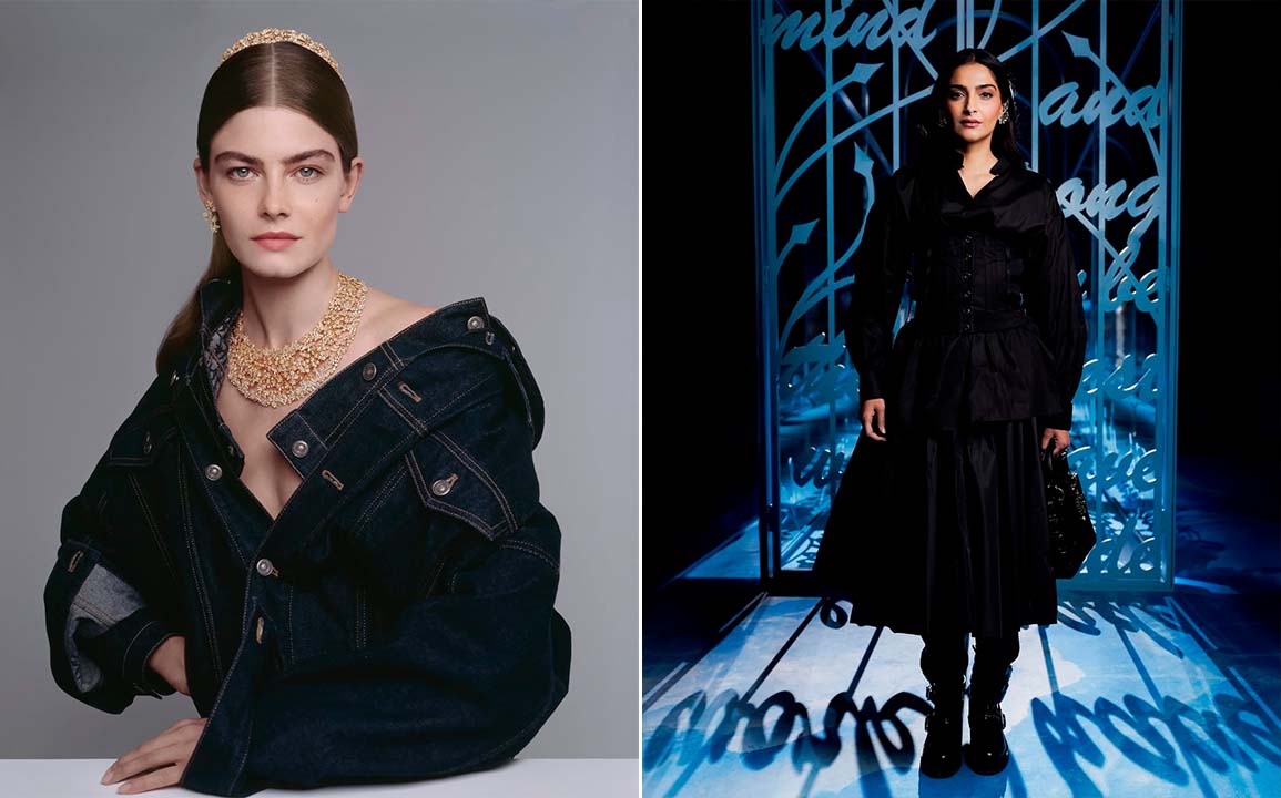 Montagem de fotos da Dior, umas das marcas clássicas de roupas femininas de luxo.