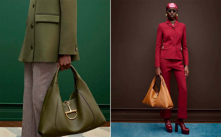 Montagem de fotos da nova Bolsa Gucci Softbit para 2025.