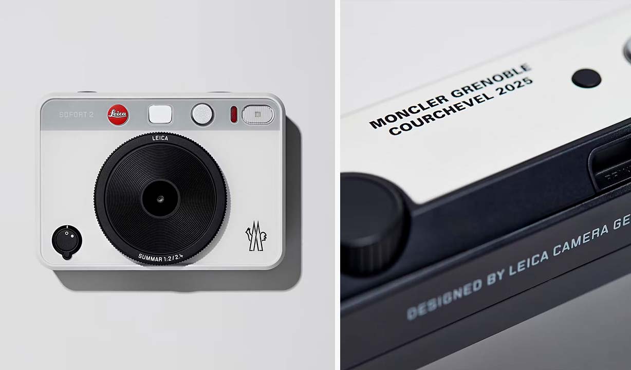 Montagem de fotos da câmera criada em collab da Moncler e Leica.