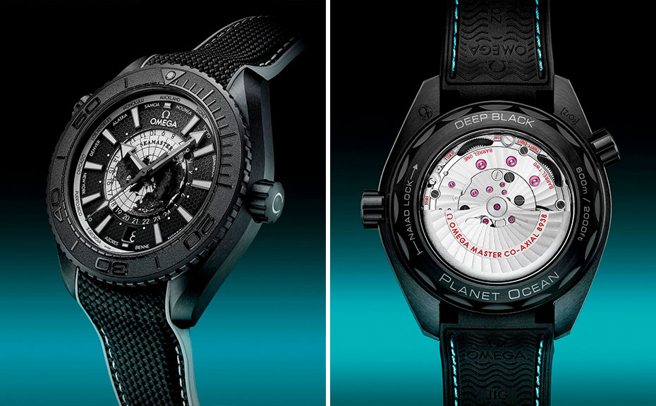 Montagem de fotos do Novo Relógio Omega da Coleção Seamaster Planet Ocean.