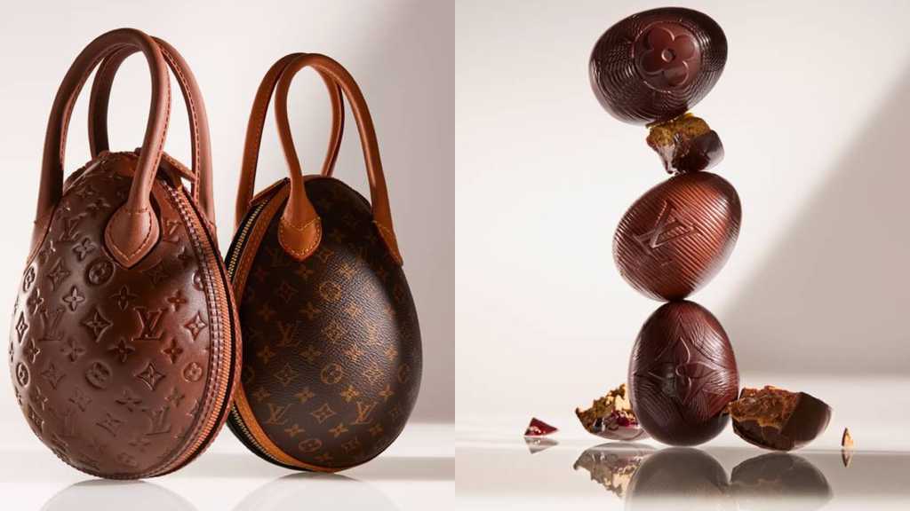 Montagem de fotos de ovos de chocolate da louis vuitton.