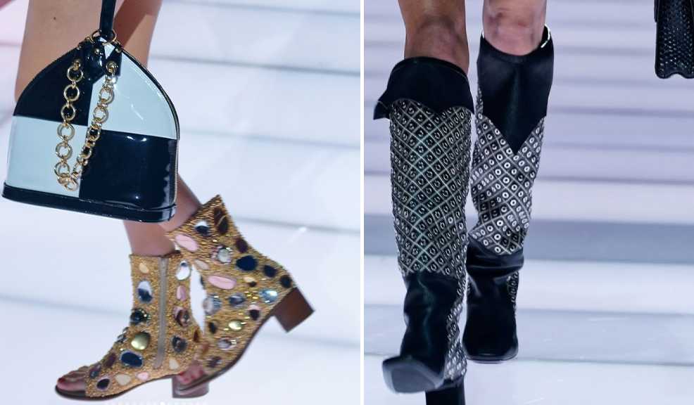 Monbtagem  de fotos das botas do desfile da louis vuitton.