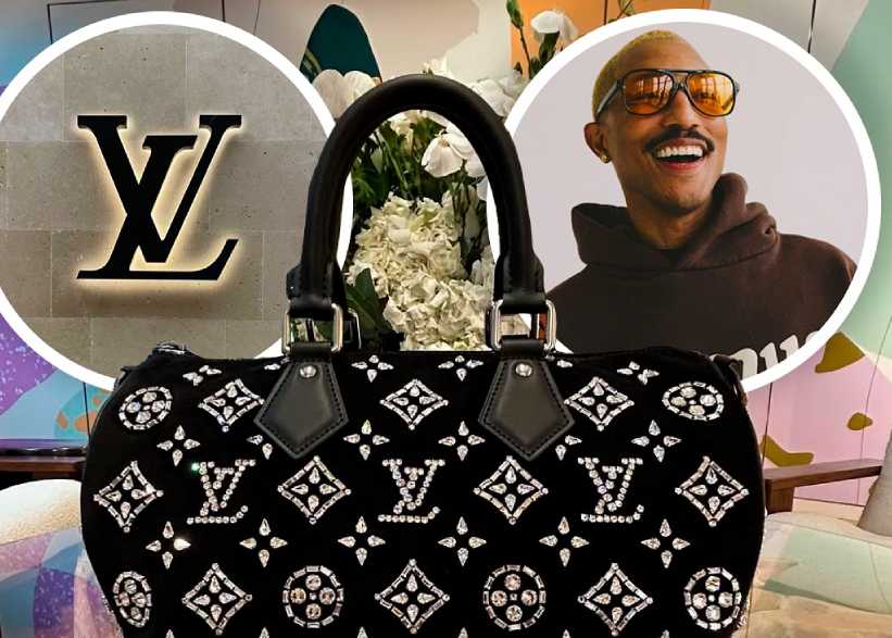 Foto da Bolsa Speedy 30 Bandoulière em suede preto com bordados de cristais.