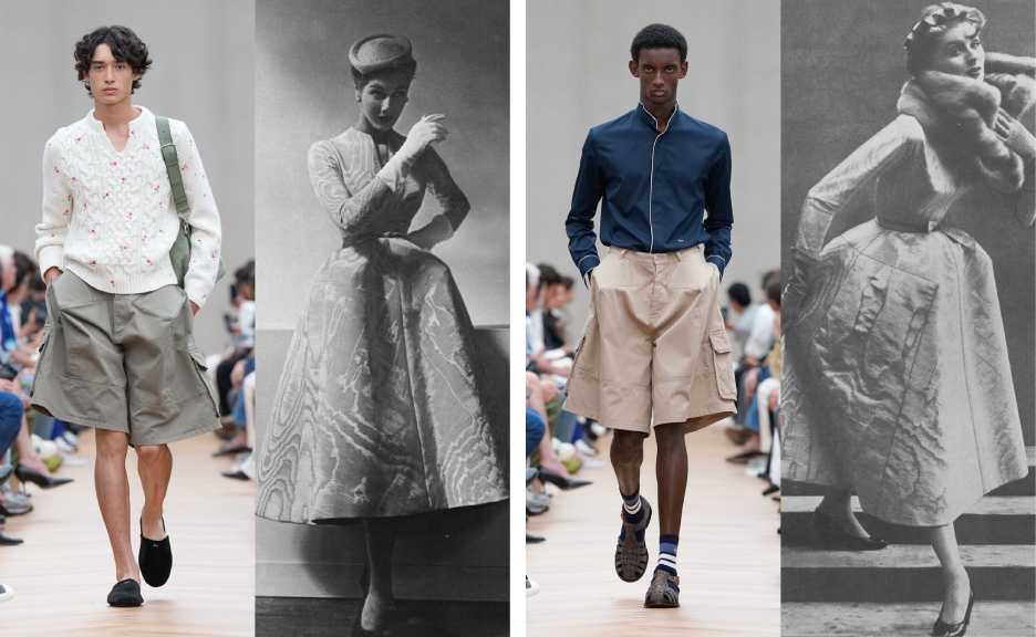 Montagem de fotos do Desfile  Maculino Dior Verão 2026 por Jonathan Anderson.