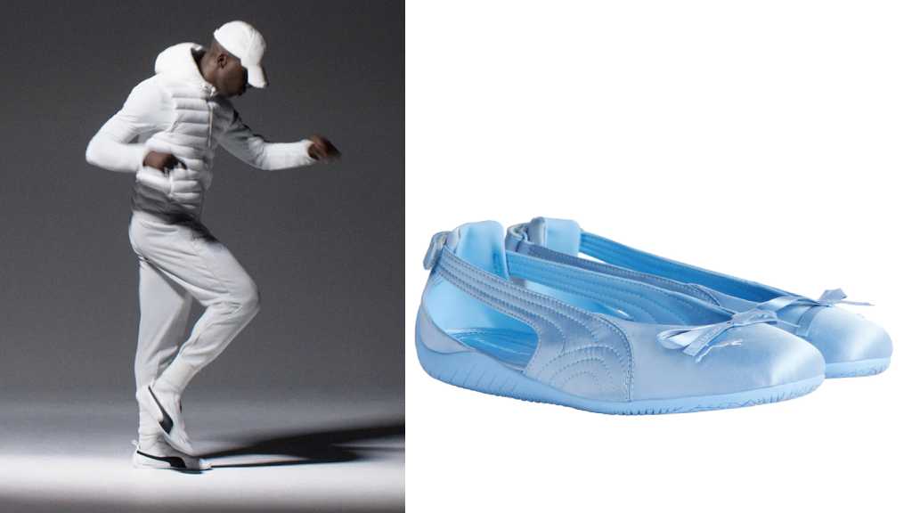 Montagem de Foto da Campanha fotografada por  Ari Versluis ao lado da Ballerina Puma X Balenciaga.