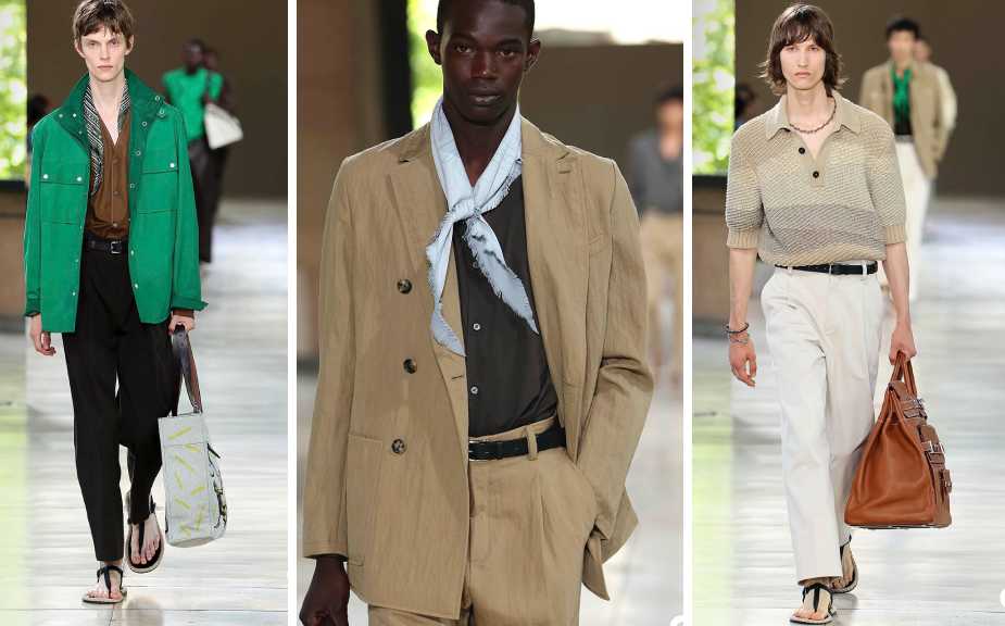 Montagem de looks masculino da Hermès Coleção Spring Summer 2026 na PFW.