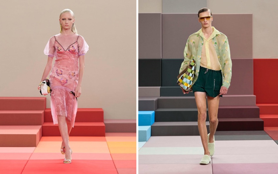 Montagem de fotos de Looks do Desfile Fendi Verão 2026, última coleção assinada por Silvia Venturini Fendi.