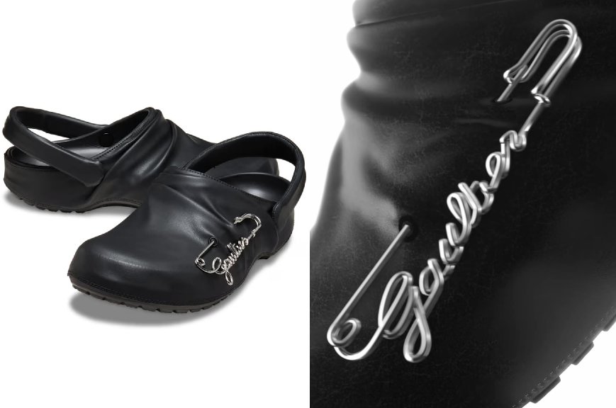 Montagem de um dos modelos de crog da parceria entre as marcas Crocs e Jean Paul Gaultier.