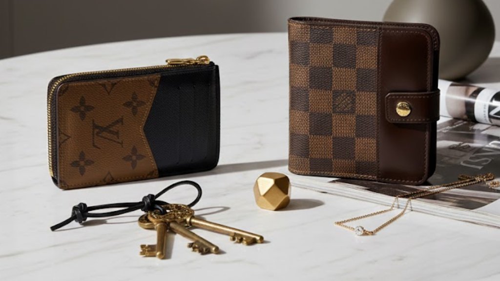 Foto de Porta Cartão  LV  Recto Verso Monogram e Carteira Louis Vuitton Vintage Zippy Compact Damier Ebene.