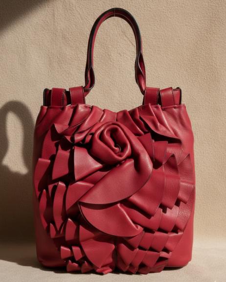 Foto de um clássico de Bolsa Tote Valentino Rose Vertigo Nappa Vermelho.