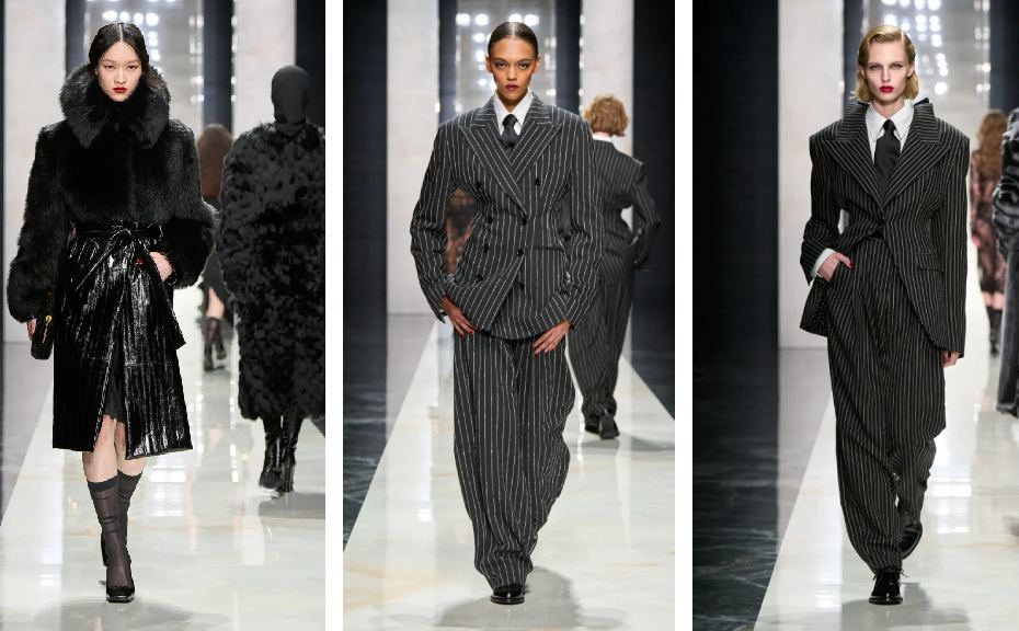 Montagem de fotos de desfile na Semana de Moda de Milão Inverno 2026.