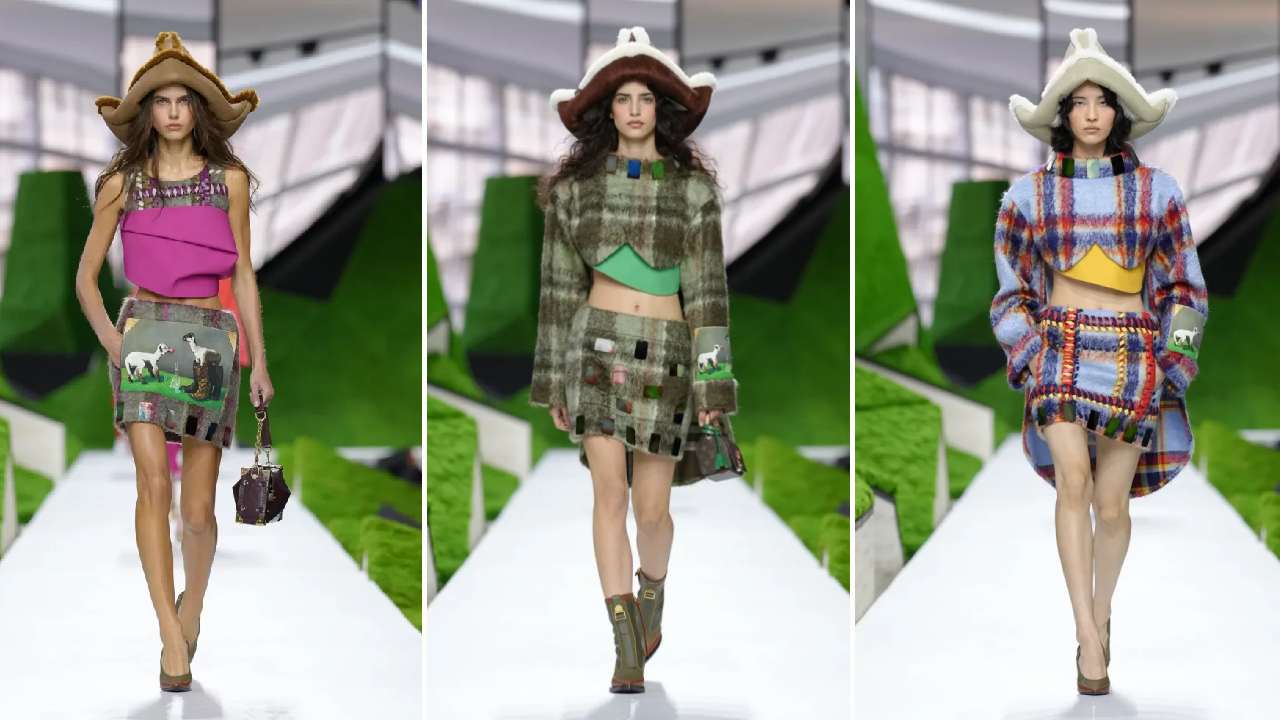 Montagem de fotos da
Coleção Feminina Louis Vuitton Inverno 2026 por Nicolas Ghesquière na Paris Fashion Week.