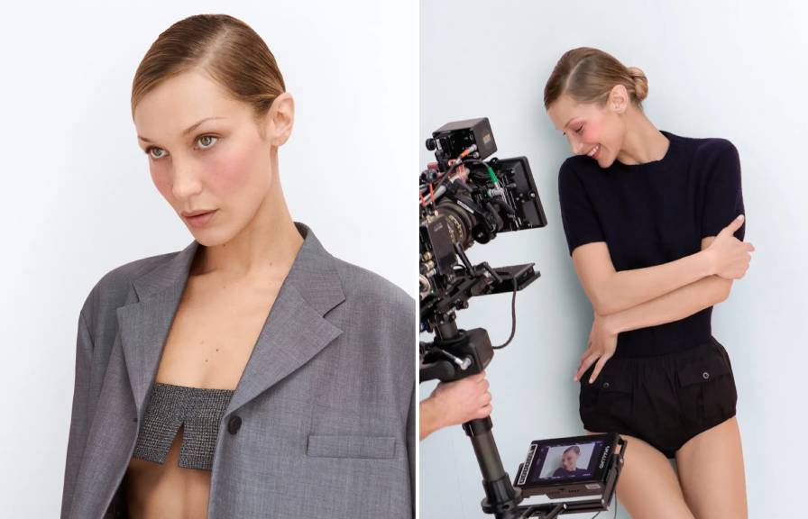 Montagem de fotos dos bastidores do Novo Blush Touch da Prada.