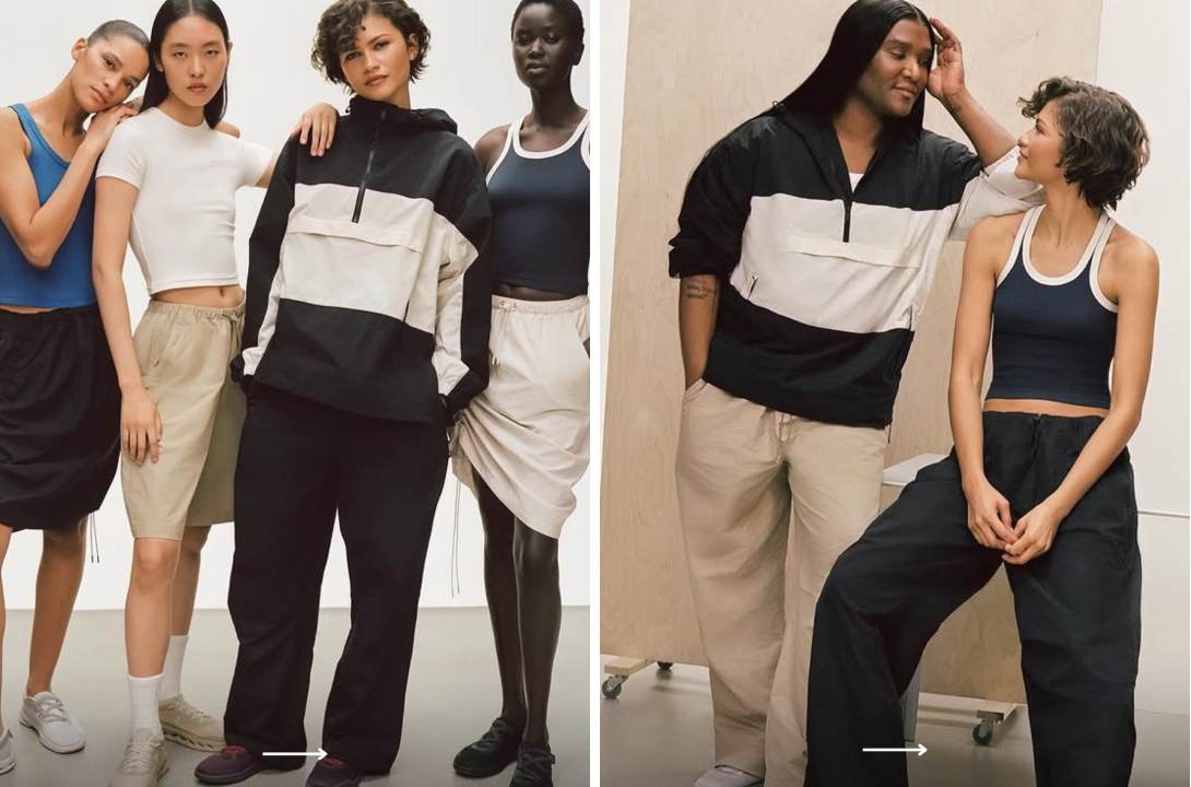 Fotos da nova campanha da On com Zendaya assinando a coleção.