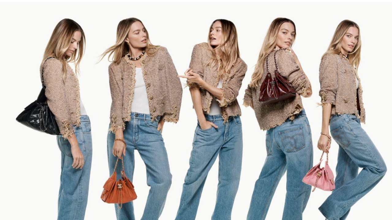 Foto da campanha da bolsa chanel 25 com margot robbie.