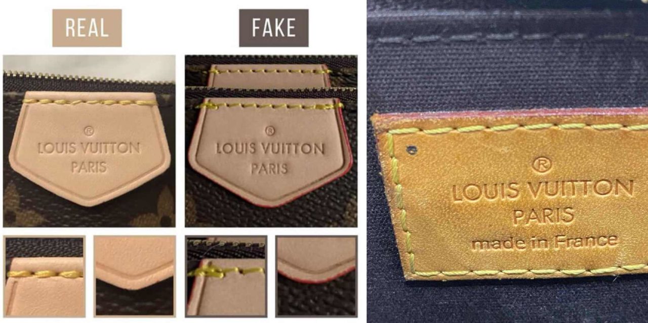Close da costura da bolsa Louis Vuitton Alma original com acabamento preciso e couro natural