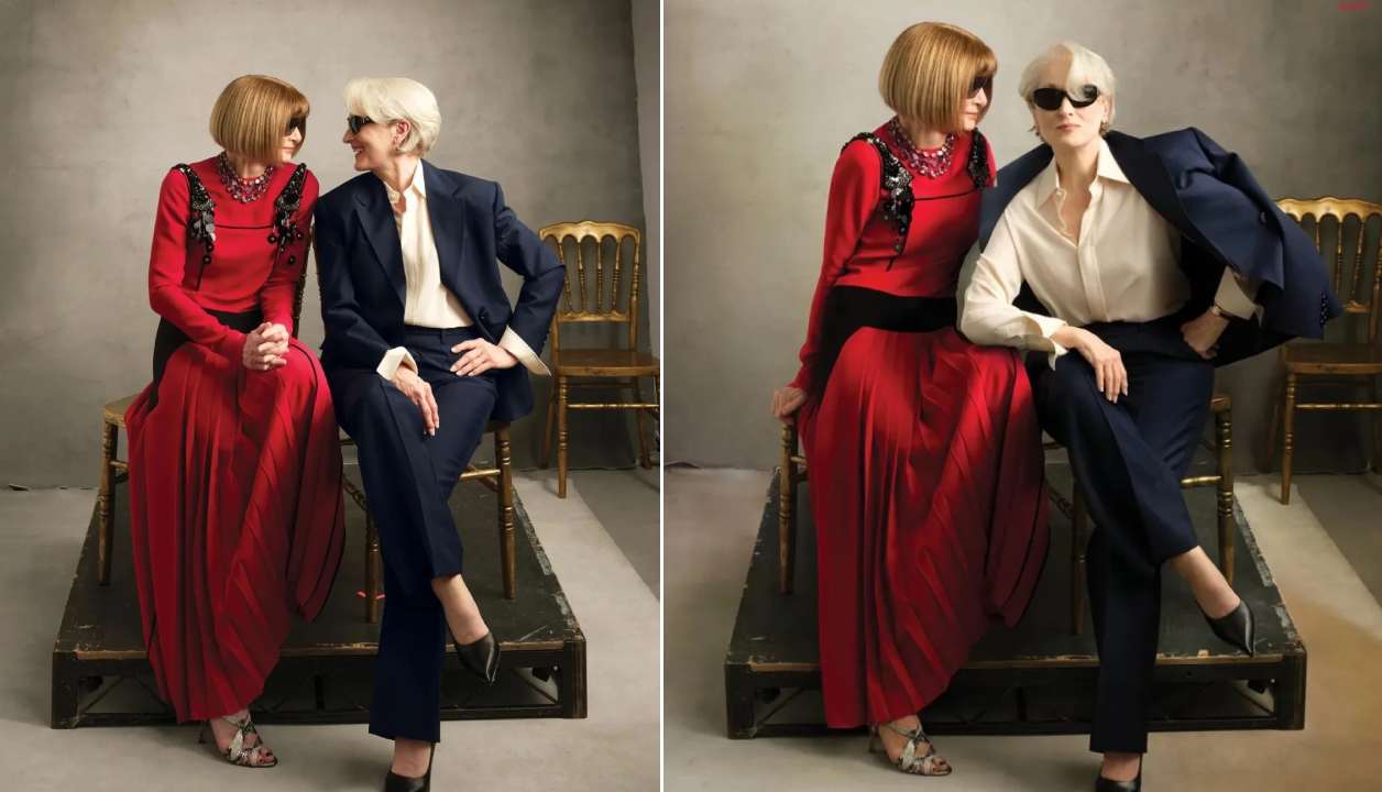 Anna Wintour e Meryl Streep posam juntas para ensaio da Vogue unindo moda e cinema após o sucesso de O Diabo Veste Prada.